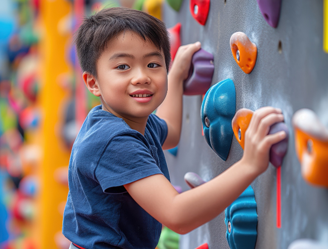 Child enjoying climbing activity at Fun Town